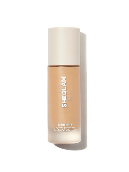 SHEGLAM Skinfinite Hydrating Foundation Flawless Dewy Foundation Hydrating Coverage Invisible Pore Concealer Pore-less Non-Greasy Lightweight Natural Soft Liquid Foundation-Sand