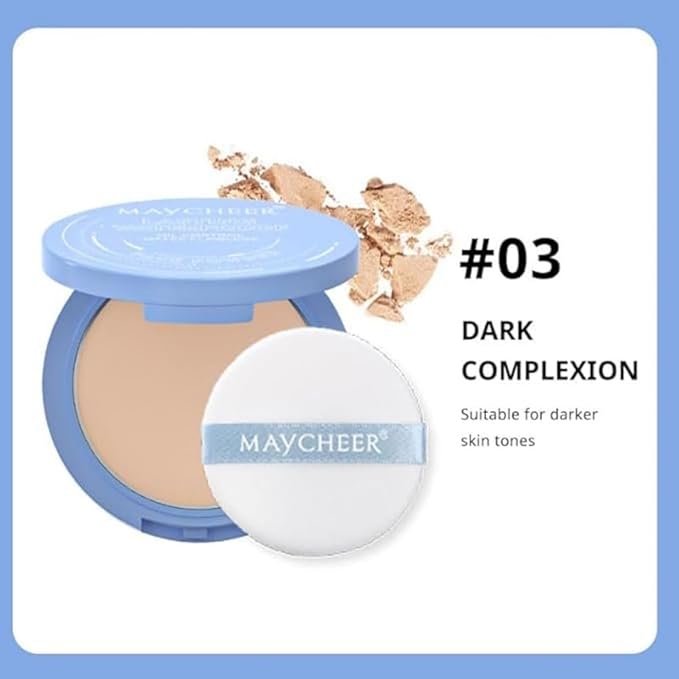 Oil Control Face Pressed Powder, Matte and Smooth Translucent Powder Setting Powder Makeup, Waterproof Long Lasting Finishing Face Powder, Cruelty-free (#03 DARK)