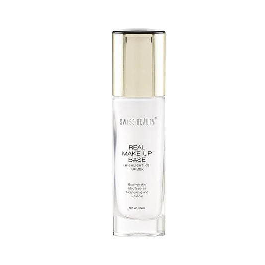 Real Makeup Base Highlighting Primer| Skin-Hydrating Poreless Primer With Natural Glow Finish For Face Makeup |Shade - Pink Tint, 32Ml