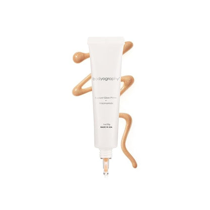 Bodyography Radiant Glow Primer + Niacinamide | Hydrating Makeup Primer with Light-Reflecting Pearls & Hyaluronic Acid | Silicone-Free Face Primer for a Long-Lasting Base