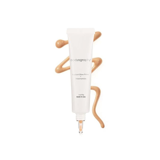 Bodyography Radiant Glow Primer + Niacinamide | Hydrating Makeup Primer with Light-Reflecting Pearls & Hyaluronic Acid | Silicone-Free Face Primer for a Long-Lasting Base