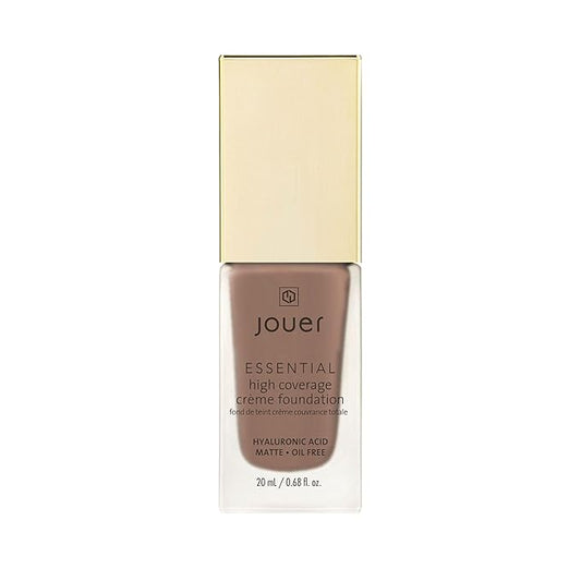Jouer Essential High Coverage Crème Foundation | Men & Women | Available in 50 Shades for All Skin Tones | Healthy Ingredients | Paraben, Gluten & Cruelty Free | Vegan Friendly,Espresso -deep skin with warm undertones