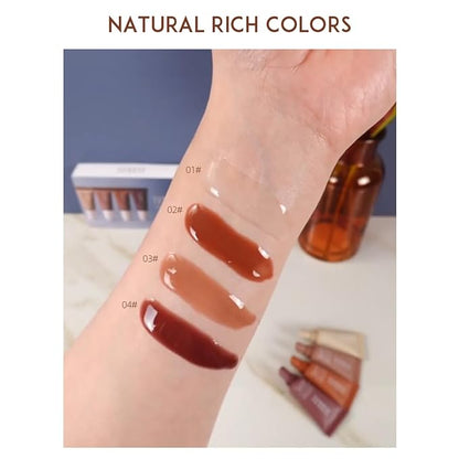 Mini Lip Butter Lip Gloss set, Smooth, Hydrating, Non-Sticky Lip Gloss for Soft and Supple Lips, Perfect for Travel & Gifts (Set B, S)