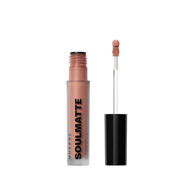 Morphe Soulmatte Velvet Lip Mousse Matte Lipstick - Air-Whipped, Soft Matte Lip Makeup with Vitamin E to Hydrate, Soften and Smooth Lips - Honey (0.128 Oz)