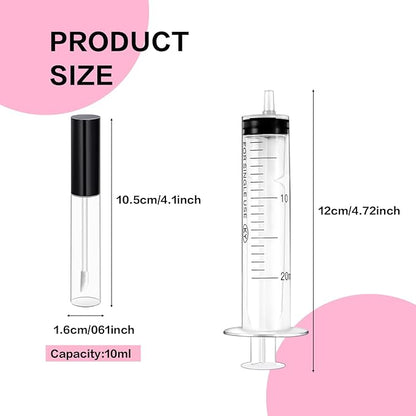 Bercoor 30 Pack Lip Gloss Tube, 10ml Empty Refillable Lip Balm Bottle Clear Plastic Lip Gloss Container with Rubber Stoppers for DIY Makeup, Personal Cosmetic, Black, Sliver and Pink