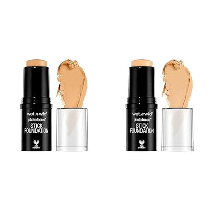 wet n wild Photo Focus Matte Foundation Stick Makeup Bundle with Classic Ivory and Soft Ivory Shades | Vegan & Cruelty-Free
