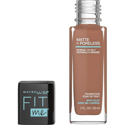 Maybelline Fit Me Matte + Poreless Liquid Foundation Makeup, Latte, 1 fl; oz; Oil-Free Foundation (Pack of 3)