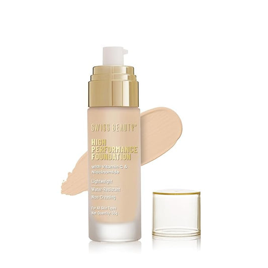 High Performance Foundation | Water-Resistant | Medium To Buildable Coverage Liquid Dewy Finish | Lightweight | Easy To Blend | With Vitamin C & Niacinamide | 03 Natural Beige, 55G