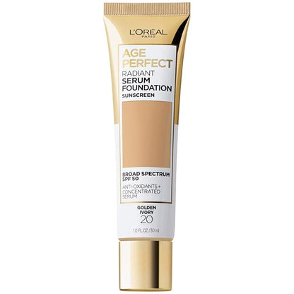 L'Oreal Paris Age Perfect Radiant Serum Foundation with SPF 50, Golden Ivory, 1 Ounce