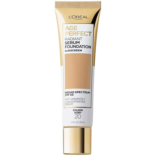 L'Oreal Paris Age Perfect Radiant Serum Foundation with SPF 50, Golden Ivory, 1 Ounce