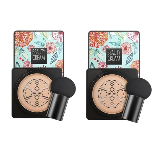 Mushroom Head Air Cushion BB Cream Even Skin Tone Makeup Base PrimerConcealer Lasting Nude Makeup Moisturizing Brightening Pigment CC Liquid Foundation (A-2PC)