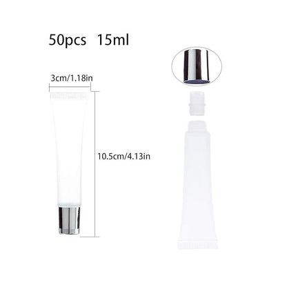 50Pcs 15ml Lip Gloss Squeeze Tubes, Silver Lip Gloss Containers Empty, Refillable Soft Clear Tubes for DIY Lipgloss Balm Cosmetic (Silver)