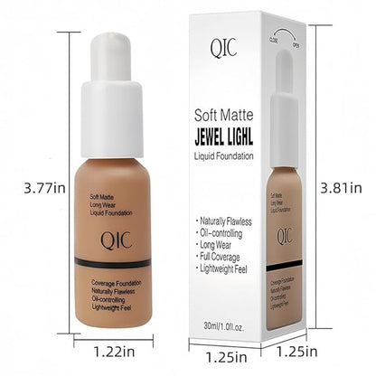 Foundation,Flawless Soft Matte Oil Control Liquid Foundation Durable Waterproof 24 HR Best Cover up Full Coverage Face Makeup (5# Sand, 1 Ounce (Pack of 1))
