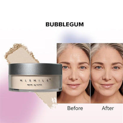 Glitter Loose Setting Powder - Translucent, Long-lasting, Lightweight, and Waterproof for Light Skin Flawless Daily Oil Control Makeup, 0.21 Oz (Bubblegum, 1pc)