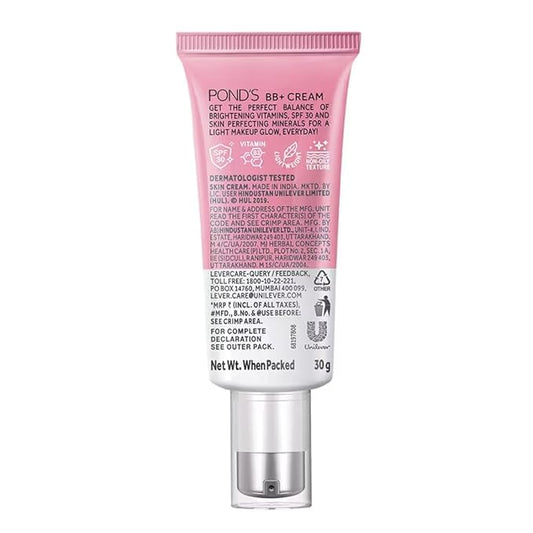 POND-S BB+ Cream, Lightweight Natural Foundation, Ivory, All Skin Types 30g (Pack of 2)