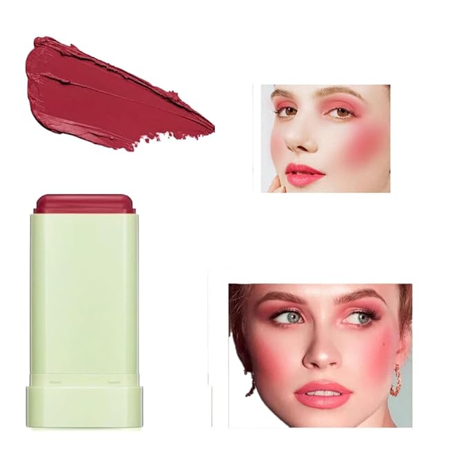 Cream Blush Stick, solid blush moisturizer stick, natural adjustable waterproof matte long-lasting smooth blush(02#)