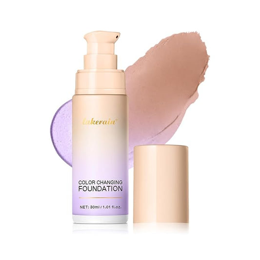 Colour Changing Foundation With Centella, CC Red Correction Cream, Color Correcting Formula for Blemishes, Red Skin, & Acne Marks, Liquid Foundation for Women-Purple
