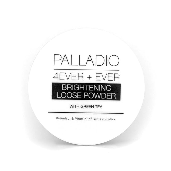 Palladio 4 Ever+Ever Mattifying Loose Setting Powder, Brighten Dark Circles, Lightens, and Creates a Look Of Luminosity, Soft, Radiant Finish All Day Wear, (Brightening Powder)