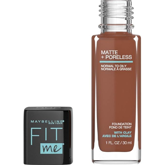 Maybelline Fit Me Matte + Poreless Liquid Foundation Makeup, Nutmeg, 1 fl; oz; Oil-Free Foundation (Pack of 3)