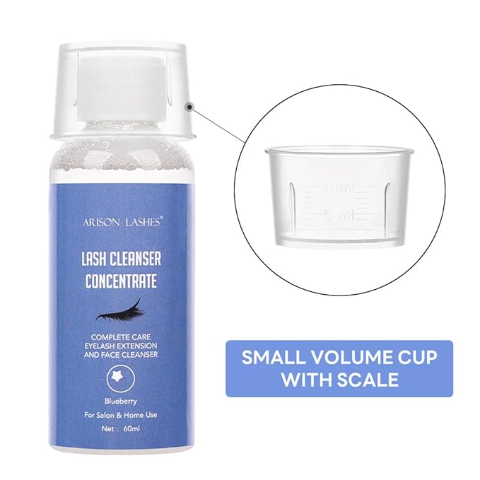 Eyelash Cleanser Concentrate 60ml Professional Lash Extensions Shampoo Natural Foaming Cleanser for Extensions Lashes with Salon Home Care-Makes 12 Bottles 60ml Eyelash Shampoo (Blueberry)