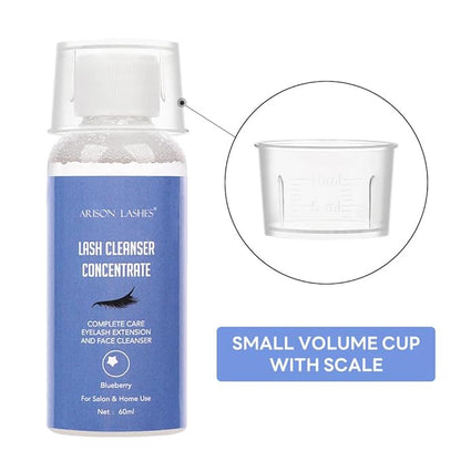 Eyelash Cleanser Concentrate 60ml Professional Lash Extensions Shampoo Natural Foaming Cleanser for Extensions Lashes with Salon Home Care-Makes 12 Bottles 60ml Eyelash Shampoo (Blueberry)