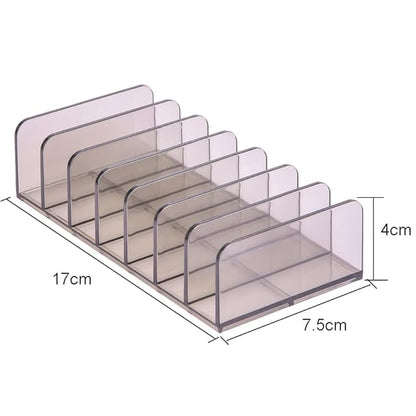 1 Piece 7-Section Acrylic Eyeshadow Organizer Cosmetic Makeup Palette Organizer Divided Makeup Organizer Eyeshadow Contour Blush Holder for Eyeshadow Palettes Blush Face Powder, Small, Clear-Grey
