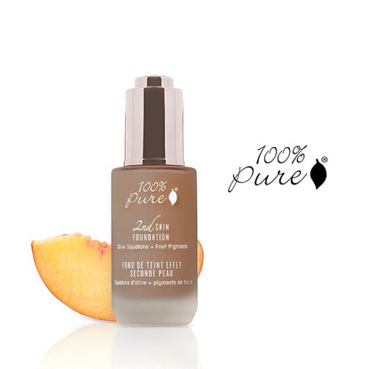 100% PURE 2nd Skin Lightweight Serum Foundation Anti-Aging Face Makeup - Blendable Coverage Liquid Hydration Boost for Soft Plumped Up Glow, Vegan Shade 7 (Neutral w/Red Undertone) - 1.18 Fl Oz