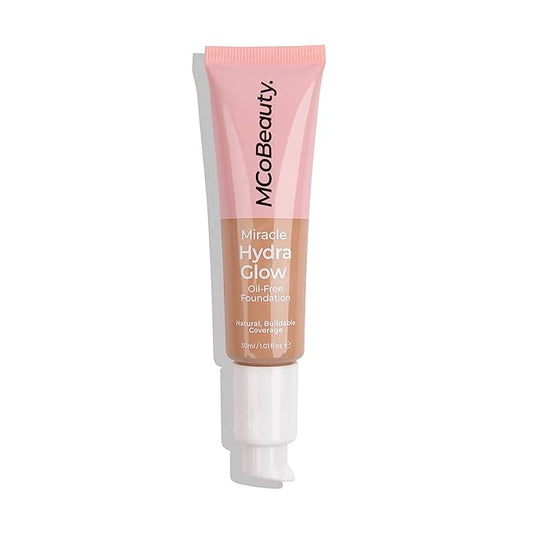 MCoBeauty Miracle Hydra Glow Oil-Free Foundation - Water-Based, Light-Medium Coverage - Features A Natural Satin Finish - Ultimate Radiant Base - With A Second-Skin Feel - Natural Tan - 1 Oz