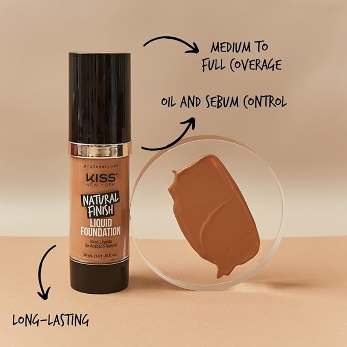 Professional Liquid Foundation - Lightweight and Hydrating Formula, Natural Finish, Control Shine, Cover Pores, Medium to Full Coverage, Green Tea Extract (Caramel)