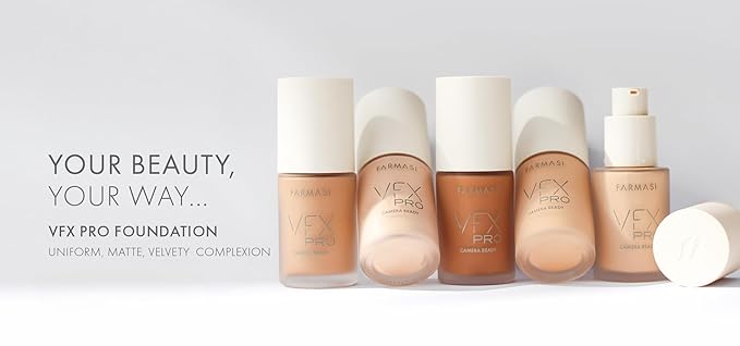 FARMASi Vfx Pro Foundation, Full Coverage Liquid Cream, Lightweight Long Lasting Coverage, Breathable Skin Moisturizer with Color True Matte Blending, Face Makeup, 1 fl. oz / 30 ml - Toffee W18