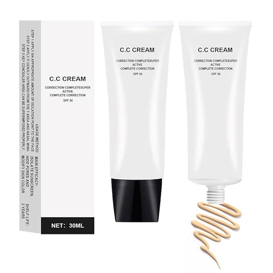 2Pcs CC Cream Skin Tone Adjusting with SPF 50, Complete Correction Active Formula, 30ml (Natural, 2Pcs)