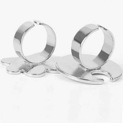 Mini Manicure Palette, 2 Pieces Metal Color Palette Rings, Nail Art Paint Tools, Microblading and Semi Permanent Makeup Supply (Foot Shape)