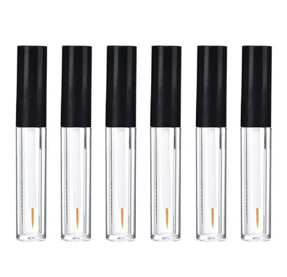 6Pcs 4ml Eyeliner Vials Tube Empty Refillable Plastic Clear Mascara Tube Eyelashes Tube Eyeliner Bottle With Plug and Black Lid Portable Travel Eyelash Growth Oil Tube Container