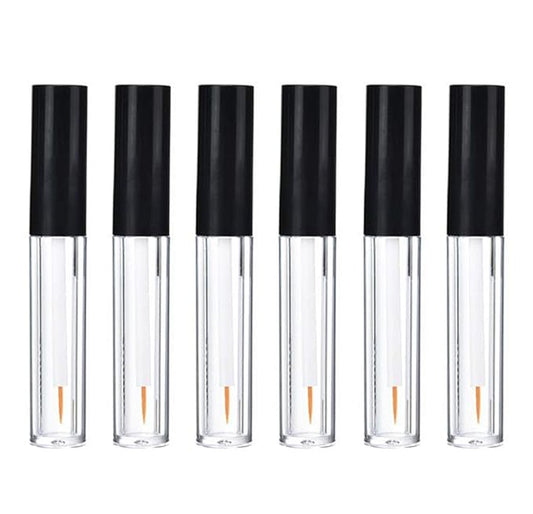 6Pcs 4ml Eyeliner Vials Tube Empty Refillable Plastic Clear Mascara Tube Eyelashes Tube Eyeliner Bottle With Plug and Black Lid Portable Travel Eyelash Growth Oil Tube Container