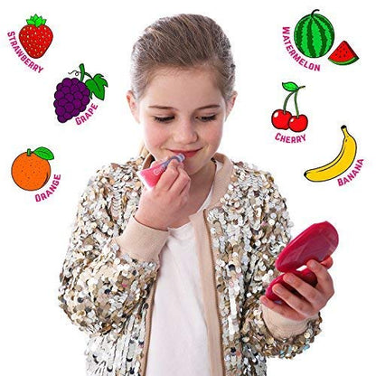 GirlZone Rainbow Fruity Lip Gloss Makeup Set for Kids and Girls, Fabulous Lip Balm Set for Kids with 6 Fruit Scented Lip Gloss, Lovely Gift Idea