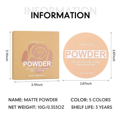 Pressed Matte Face Powder Makeup & Setting Powder for Poreless Wrinkle Blurring Contour Concealer Finishing,Lightweight,High Coverage,Shine Control (Warm Nude-Matte-01, 1.71OZ (Pack of 1))