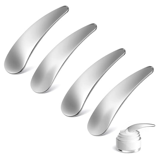4 Pcs Cosmetic Spatula Mini Makeup Spatulas for Skincare, Reusable Cosmetic Cream Spatulas Spoon, Skincare Scoop Applicator Facial Massage Beauty Tools for Mixing and Sampling Face Eye Cream