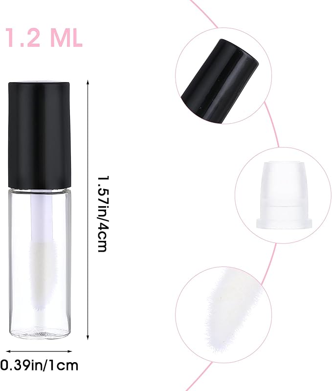 Mini Lip Gloss Tubes, 100 Pcs Refillable Lip Balm Bottle Transparent Empty Containers Travel Personal Cosmetic Inserts Cosmetic Tools Mini Lipstick Containers for Women DIY Makeup