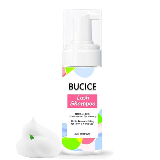 2.02 fl.oz / 60ml Lash Shampoo for Lash Extensions Removing, Eyelid Face Foaming Cleanser and Premium Eyelash Extension Cleansing, Safe Makeup Remover for Professional & Home Use
