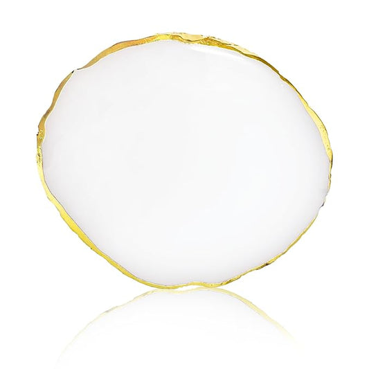 1 Piece of Resin Nail Art Palette Polished Color Mixing Tray Gilded Edge Makeup Display Board DIY Art Painting Tools (White)