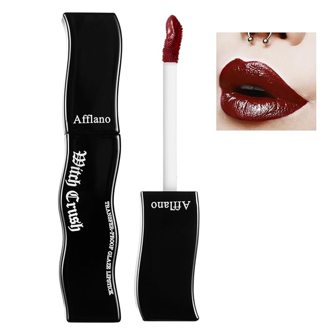 Gothic Red Lip Gloss - Moisturizing, Long-Lasting, Smudge-Proof & Waterproof | High Pigmented, Vegan, Cruelty-Free, Non-Sticky Glossy Finish for Bold Vampire Looks & Daily Wear