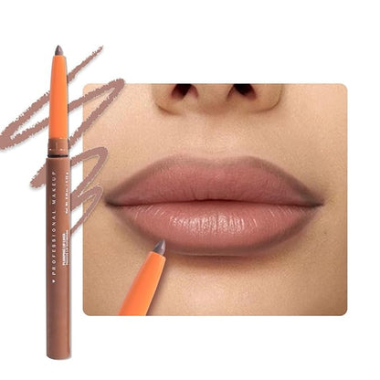 Retractable Matte Lip Liner Pencil, Light Brown Plump Lip Liners Long-Lasting Creamy Formula for Shaping & Sculpting lip filler pen, Subtle Touch Velvet Pigmented Crayon Lip Liner 09#