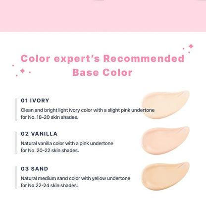 Happy Your Day Cushion, SPF40 PA++, Full Coverage, Pore Blurring, Hydrating Makeup, Korean Cushion Foundation with – Includes Puff & Refill (02 Vanilla, 1 Count)