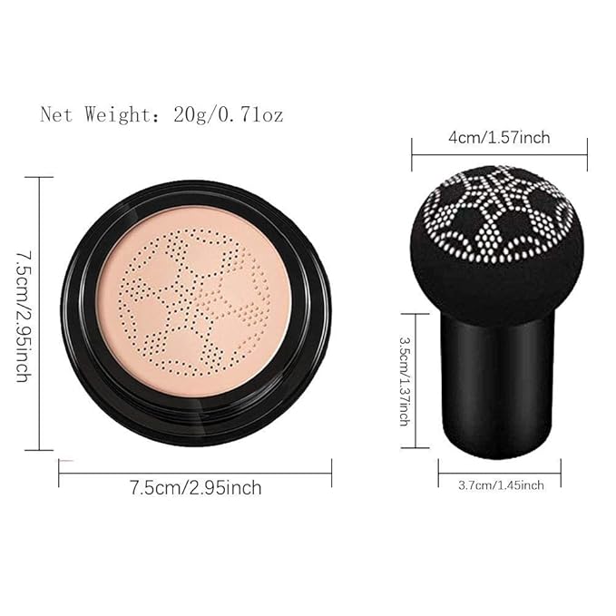 Air Cushion CC Cream Mushroom Head Foundation, Moisturizing BB Cream Makeup Long Lasting Matte Concealer (Buff Beige)
