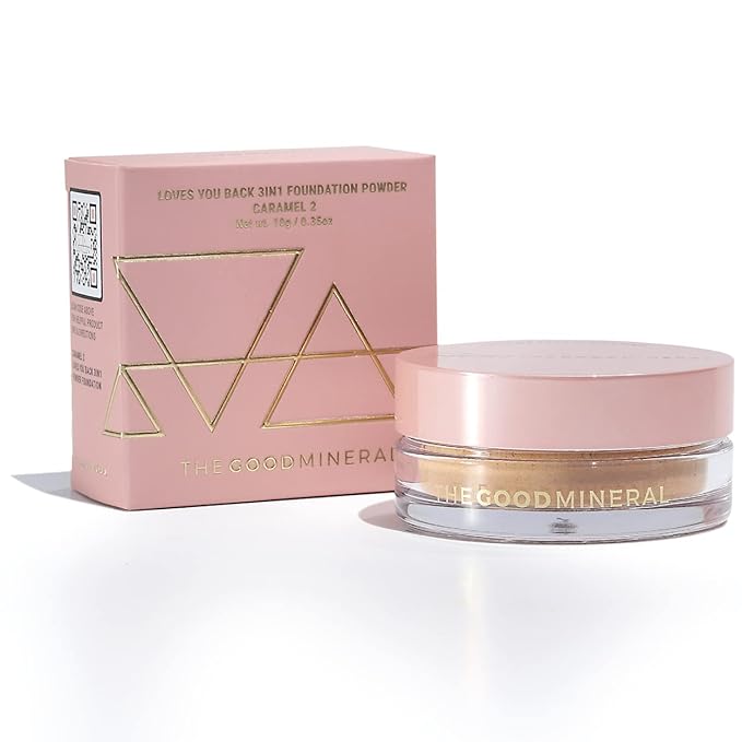 Loves-You-Back 3in1 Mineral Powder Foundation (CARAMEL 2) | Designed for acne-prone, sensitive skin | 3IN1 - Concealer, Foundation + Powder | No skin agitation with calming Zinc Oxide