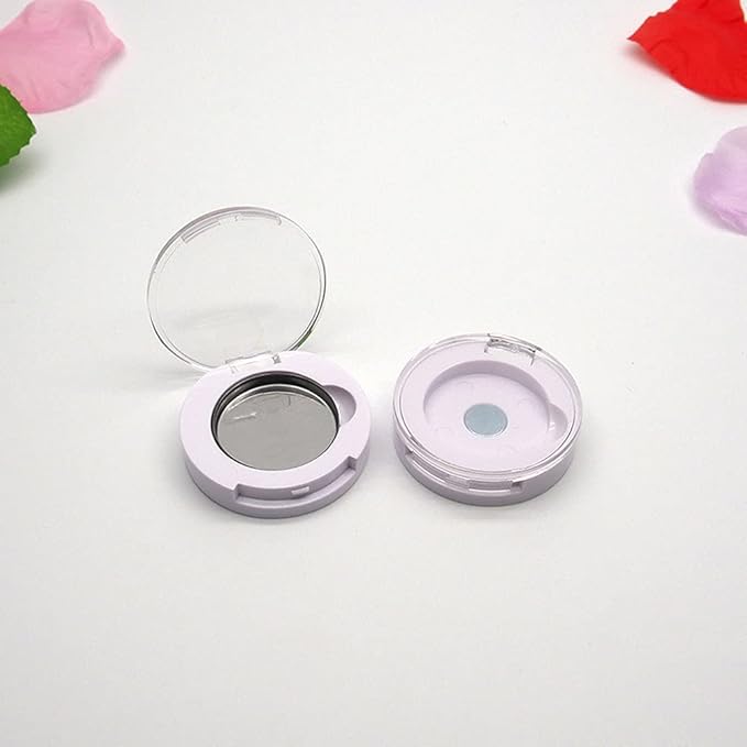 luzen 4Pcs Small Round Eyeshadow Box Replacement Empty Box Case DIY Refillable Magnet Makeup Eyeshadow Powder Blush Lipstick Sub-packing Containers for Women Daily and Travel Use