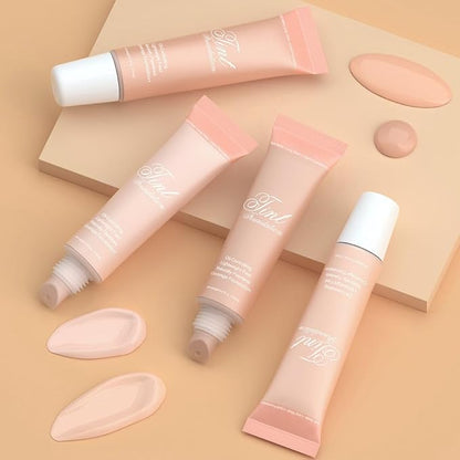 2 Pack Liquid Foundation Cream with Foundation Brush for Face Makeup,Durable Full Coverage Matte Concealer Make Up,Oil Control & Waterproof Base Primer -1 Fl.Oz (#02)