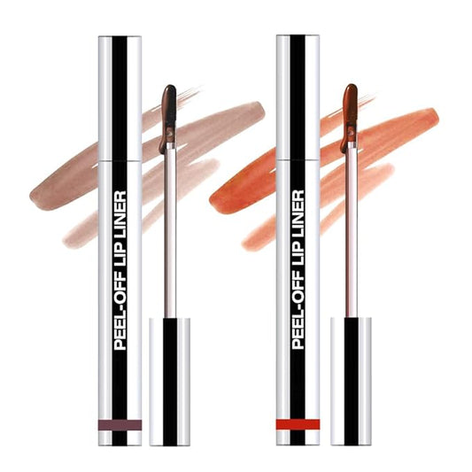 2Pcs Matte Liquid Lip Stain Peel Off Lip Liner Tattoo Set, Waterproof, Smudge-Proof, Peel Off Lip Stain Tattoo, Long-Lasting Non-Stick Cup Lip Gloss for All Skin Types (0.12 fl oz, #05+#07)
