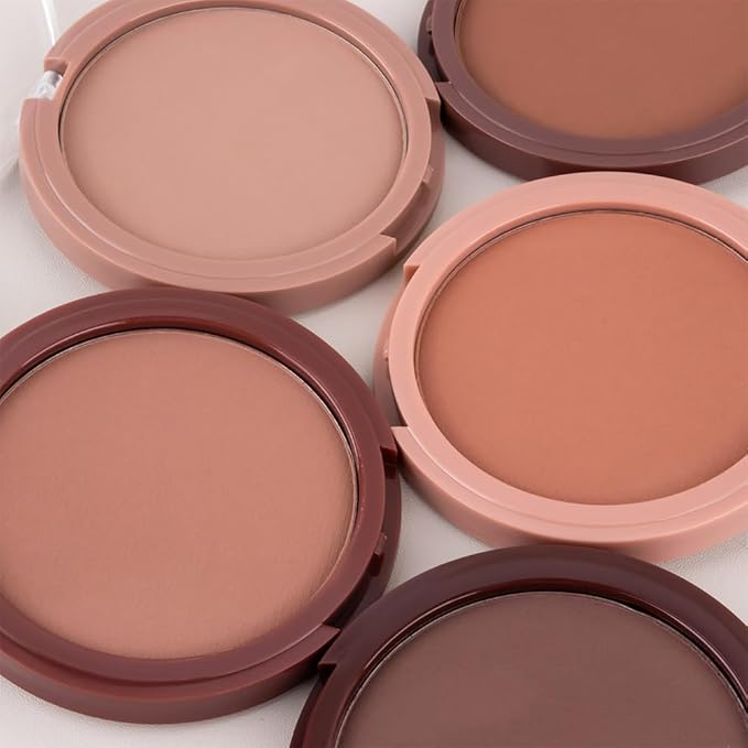 Powder Foundation – 5 Shades of Light to Deep Brown – Color Correcting & Contour-Friendly – Buildable Coverage, Demi-Matte Finish, Vegan, Talc-Free, Long-Lasting for Medium to Dark Skin 04#