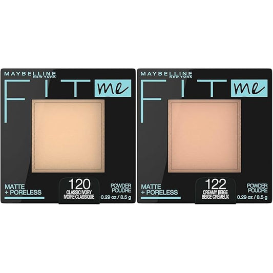 Maybelline Fit Me Matte + Poreless Pressed Face Powder Makeup & Setting Powder, Classic Ivory & Creamy Beige, 1 Count Each